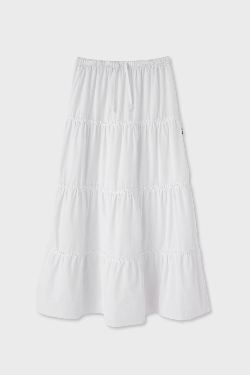Maxi Shirring Flare Skirt (WHITE)