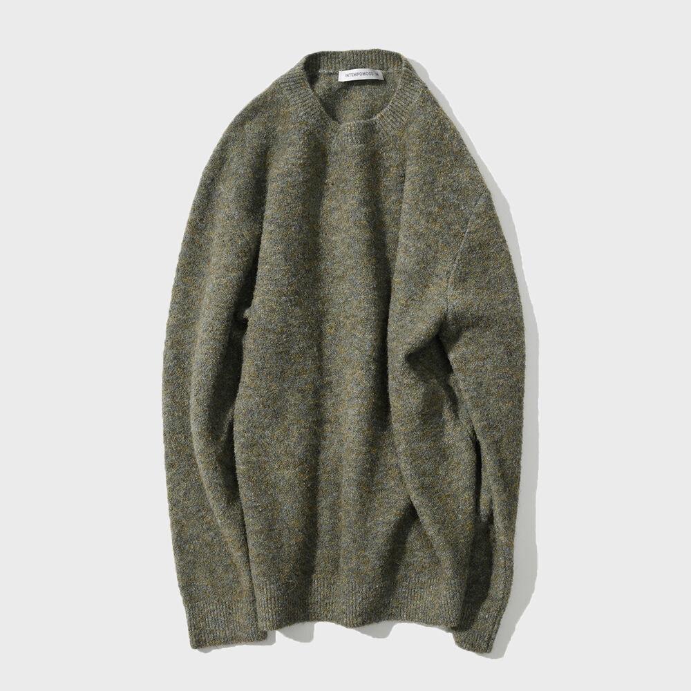 Minimal Wit Boucle Pullover_Ash Khaki