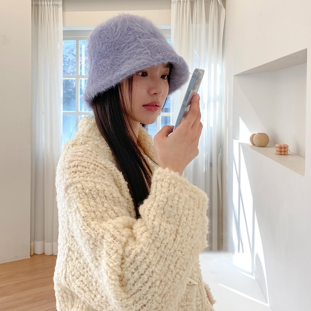 소프트 앙고라 퍼 버킷햇 모자 벙거지 겨울 털모자 5color
