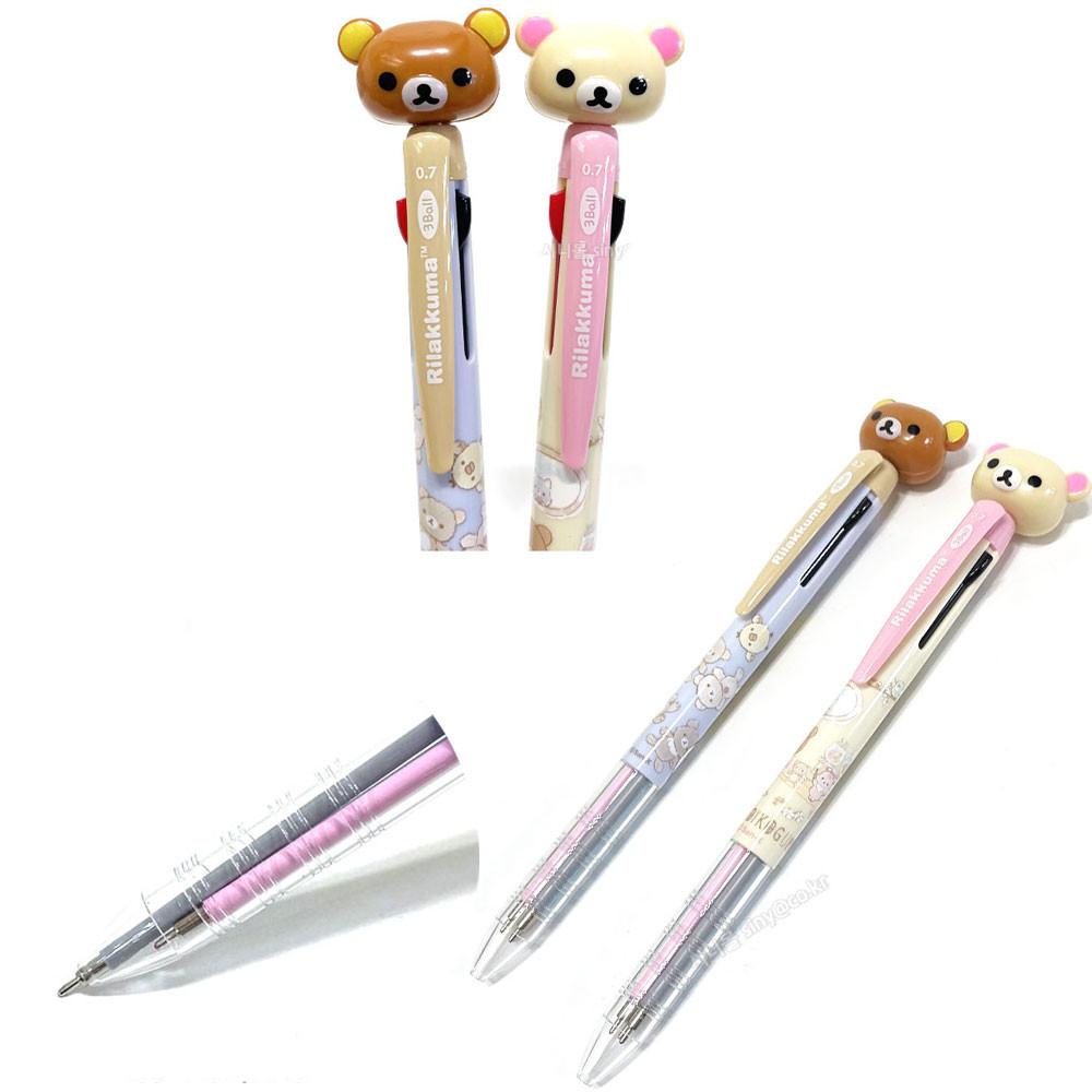 리락쿠마 볼펜 삼색 3색 볼펜 선물용 캐릭터 볼펜 2종 세트