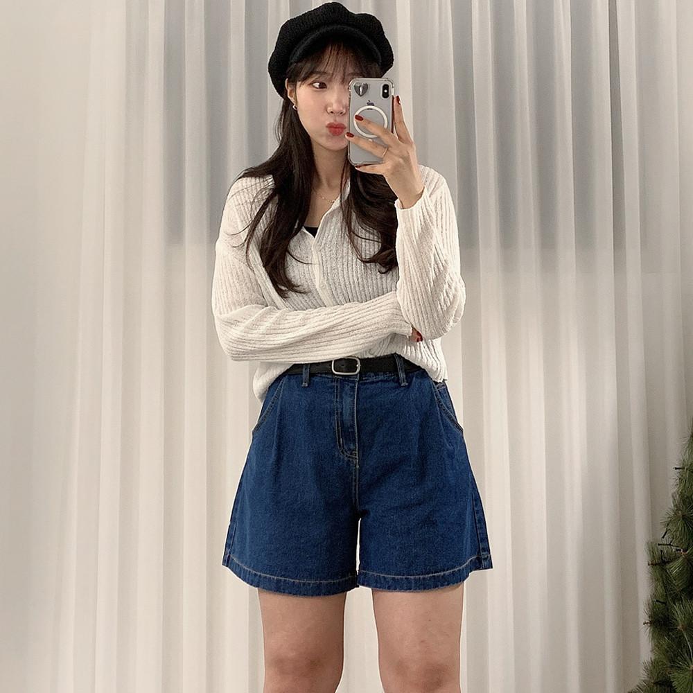 렌츠 뒷밴딩 데님 반바지 A0037