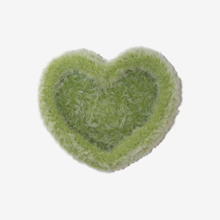 furry heart tray (yellow green)