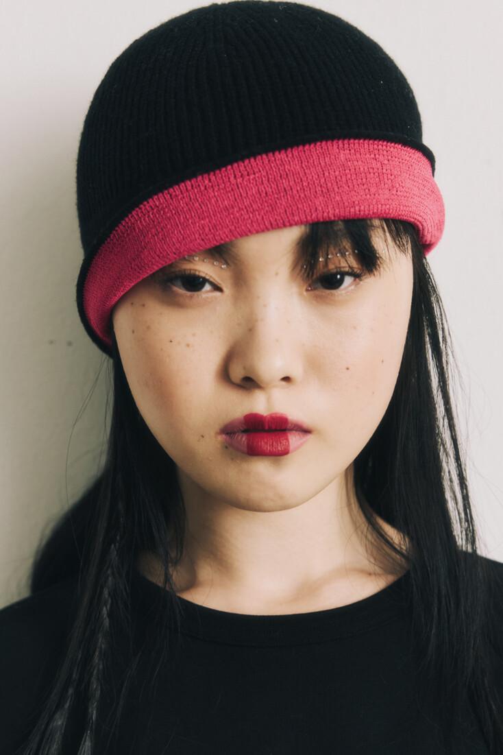 black wool blend knit beanie