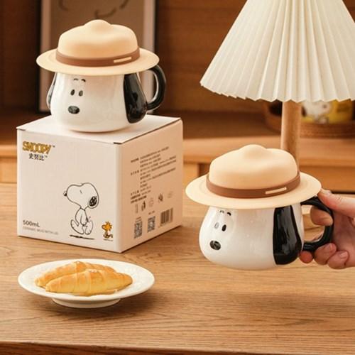 SNOOPY 밀짚모자 스누피 손잡이 머그컵 500ml
