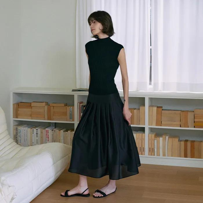 [3차 리오더]Sheer Pleats skirt[LMBFSP25SK5403]-Black