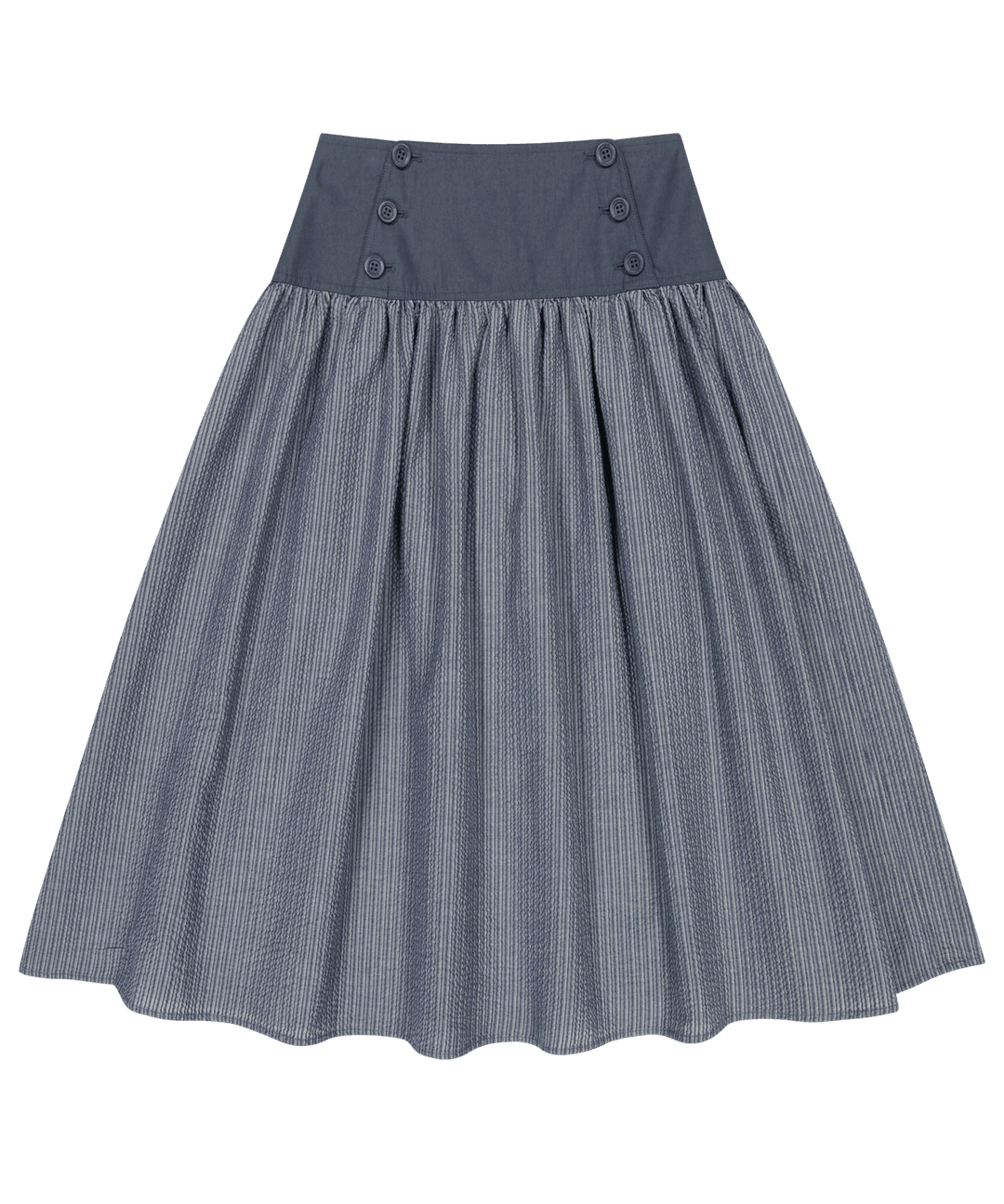 DOUBLE BUTTON STRIPE SKIRT NAVY