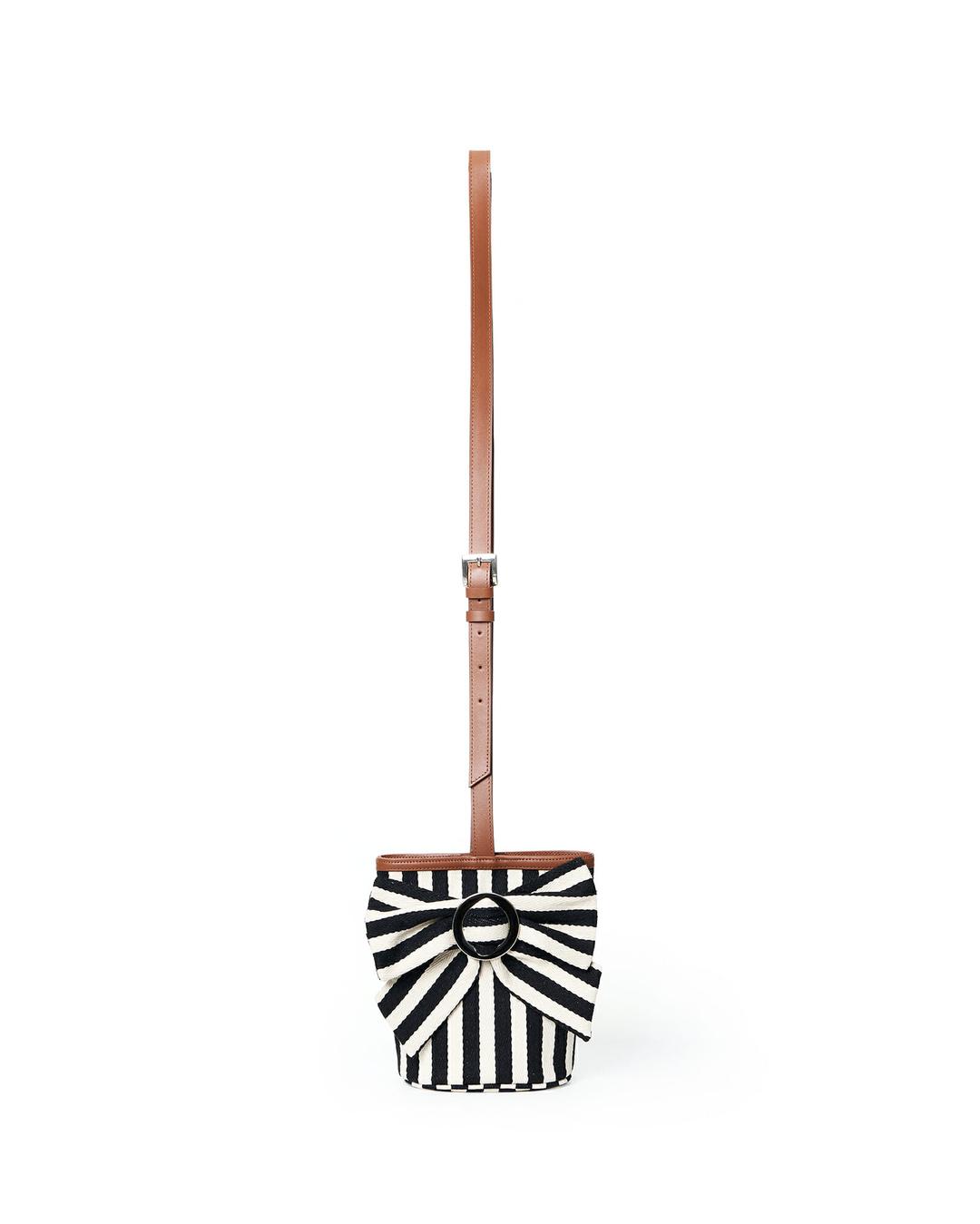 Maxi-Ribbon Bucket Bag (Black/Ivory)