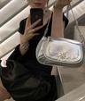 수심 Silver Flower Bag 실버 플라워 숄더백 힙한 y2k 가방 스터드 크로스