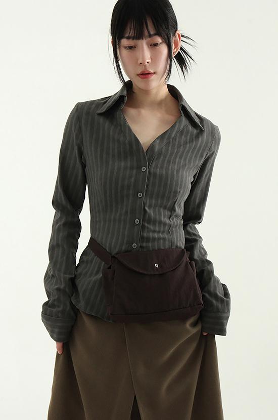 로컬맨션 vertical open collar suade shirt