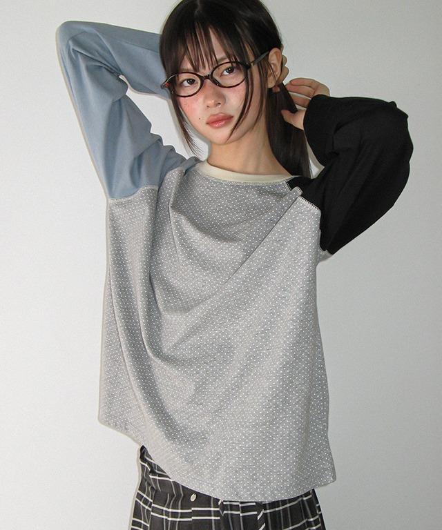 [10/22 순차배송] MULTI COLOR LOOSE FIT LONG SLEEVE GREY DOT