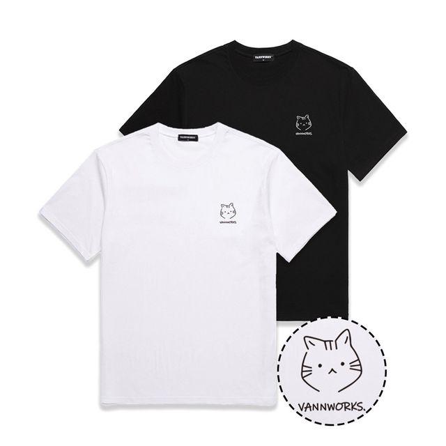 야옹이  오버핏 반팔 티셔츠 (VNDTS214) 2칼라
