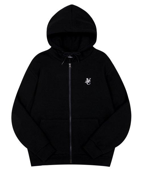 오버랩 2WAY 후드 집업_블랙