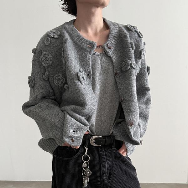 블륨 플라워 가디건