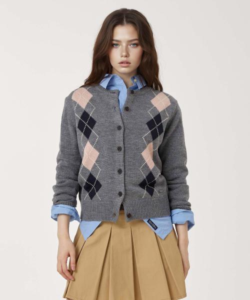 [Cali] Argyle Cardigan / WHCKF4V71F
