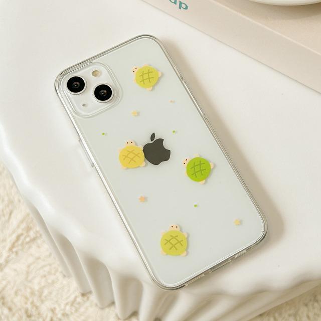 모나니스튜디오 메론빵 패턴 젤하드 젤리 투명 아이폰 갤럭시 핸드폰 케이스 폰케이스