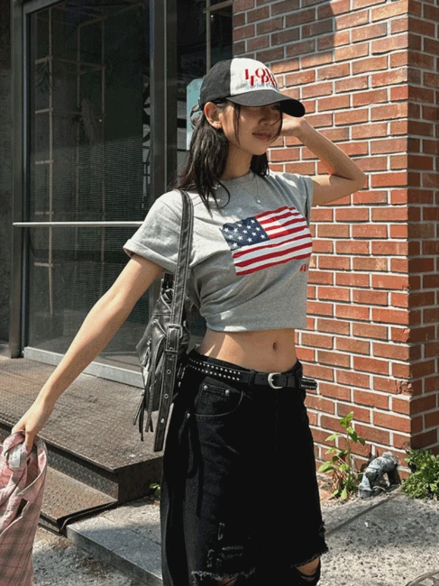 팀 빈티지 성조기 반팔