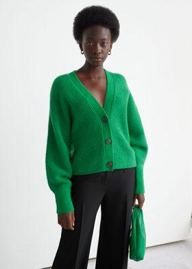 볼류미너스 립 니트 가디건