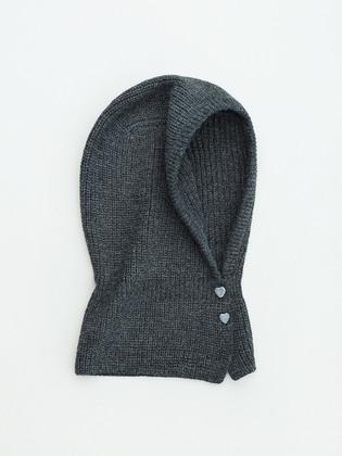 CZECH GLASS BUTTON BALACLAVA - DARK GRAY 니트 바라클라바