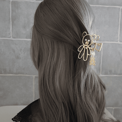 귀여운 꼬마곰 메탈 올림머리 집게핀