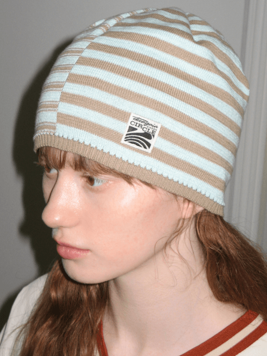 STRIPE COLOR BLOCK BEANIE (MINT)