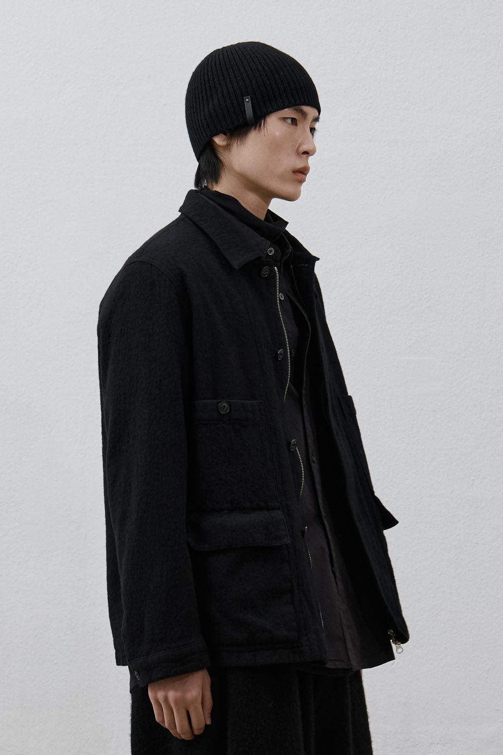 Leather Trim Knit Beanie
