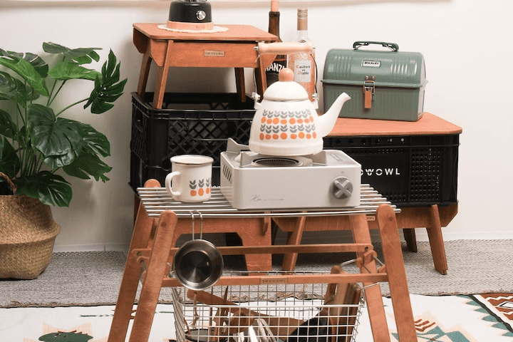 와이어 바스켓 우드 쉘프