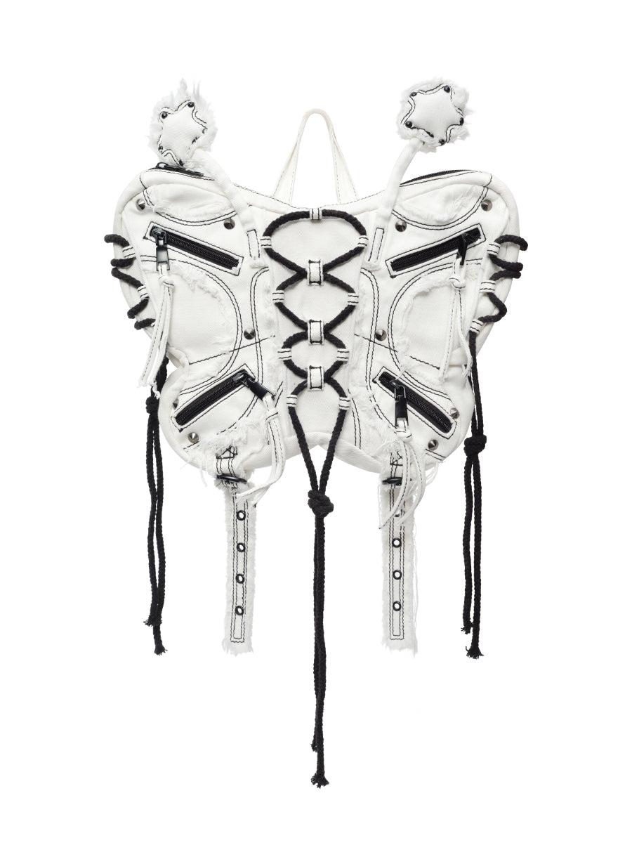 DENIM BUTTERFLY BACKPACK - WHITE(PRE-ORDER SHIP IN 30 DAYS)