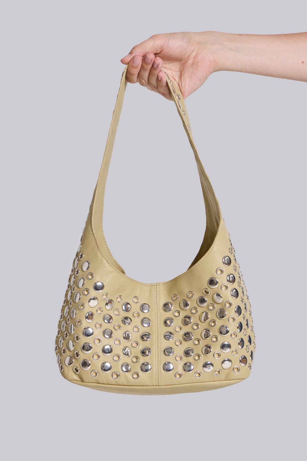 Osmium Studded Leather Bag in Cream - ONE SIZE / Cream