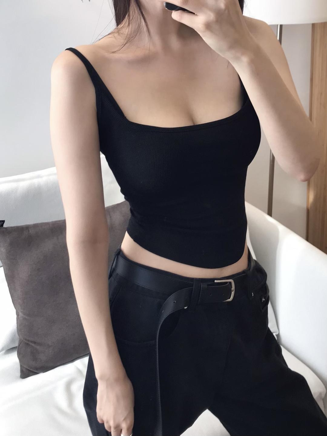 semi-cropped round sleeveless (2col)*블랙당일