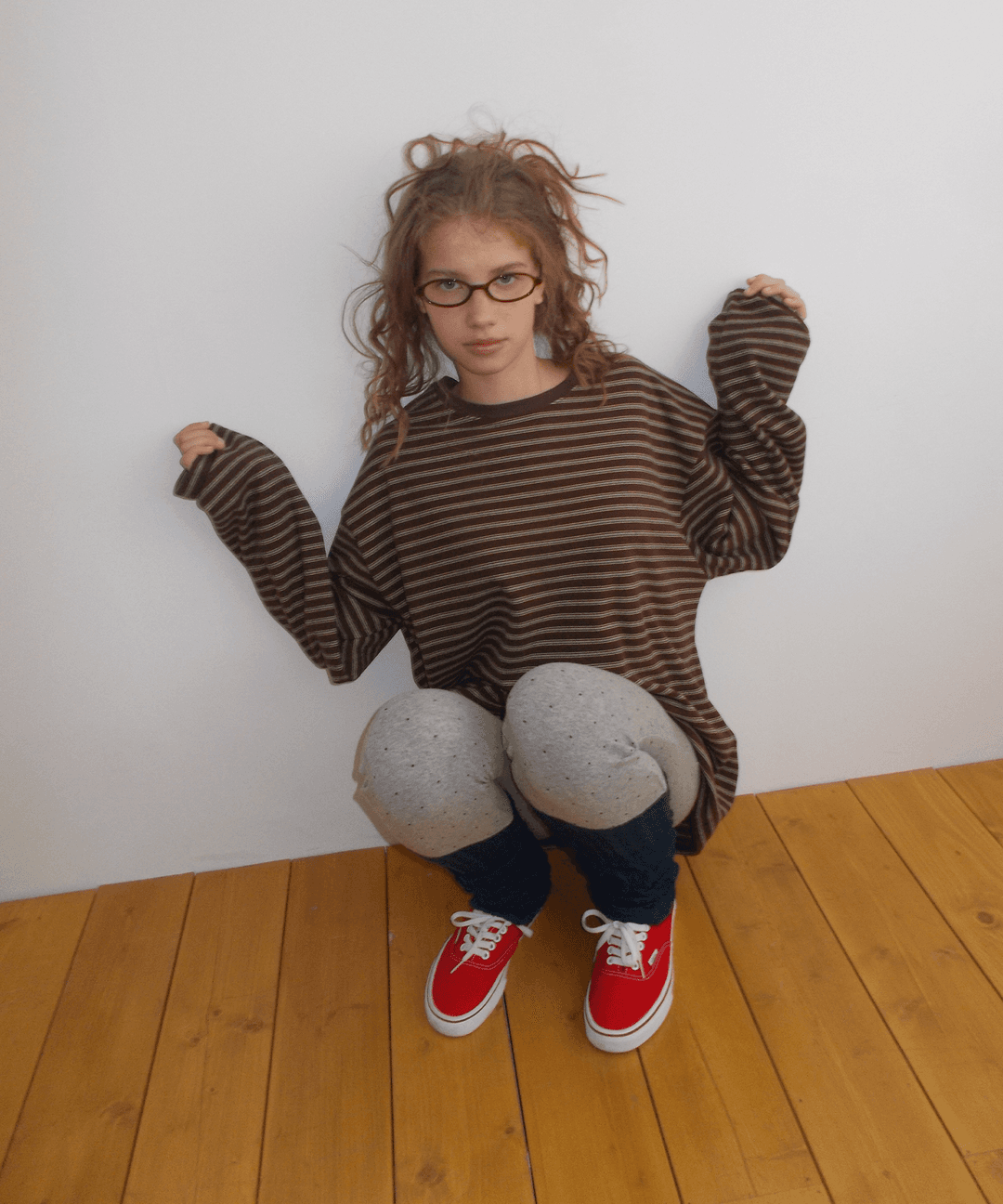 Loose Fit Stripe Tee, Brown