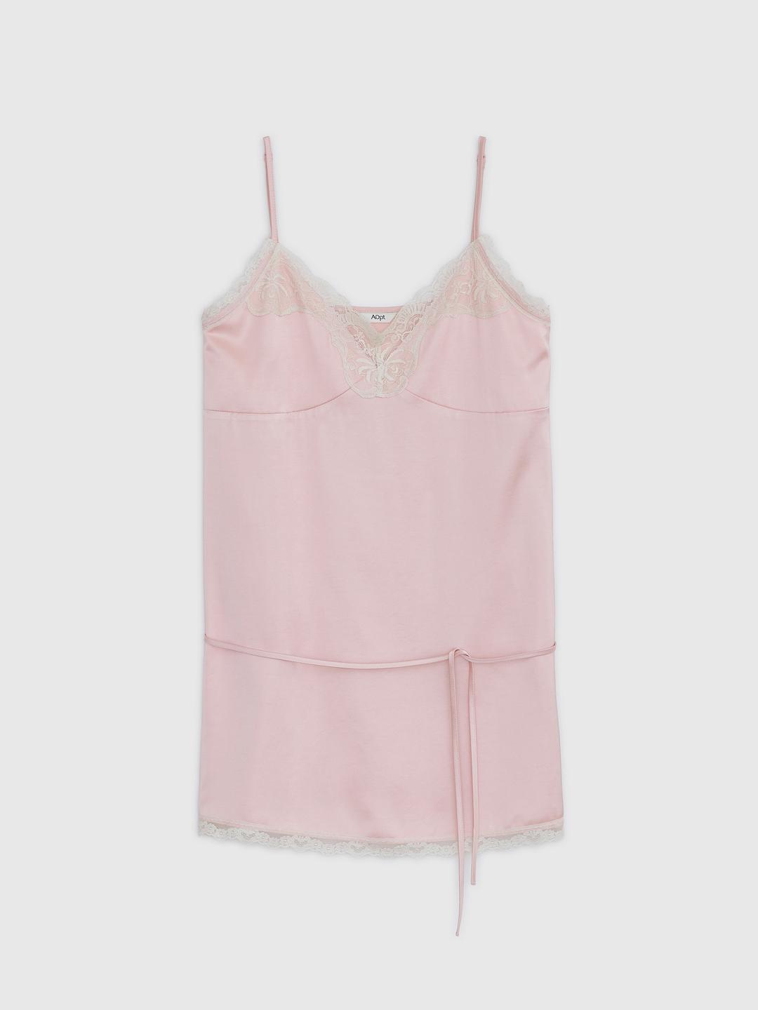 LACE SLIP MINI DRESS - PINK