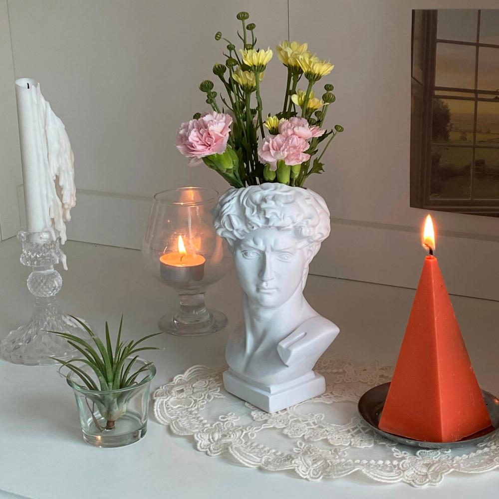 다비드 석고상 화병 오브제 소품