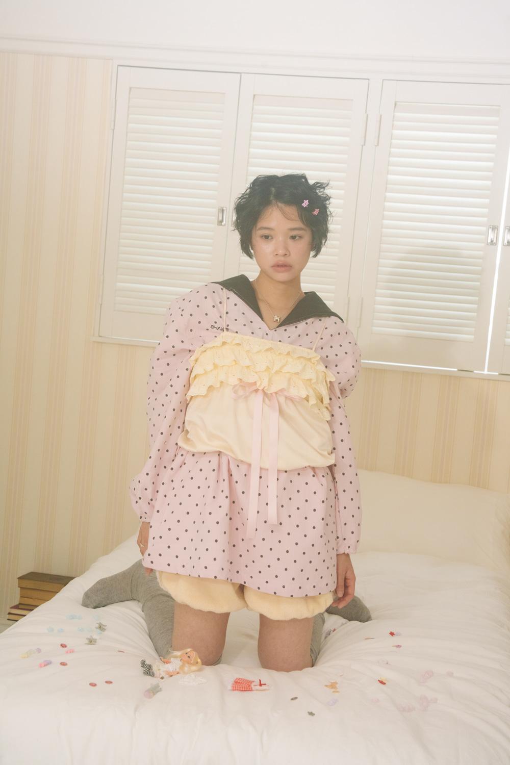 POLKA STAR PATCH SAILOR DRESS (PINK)