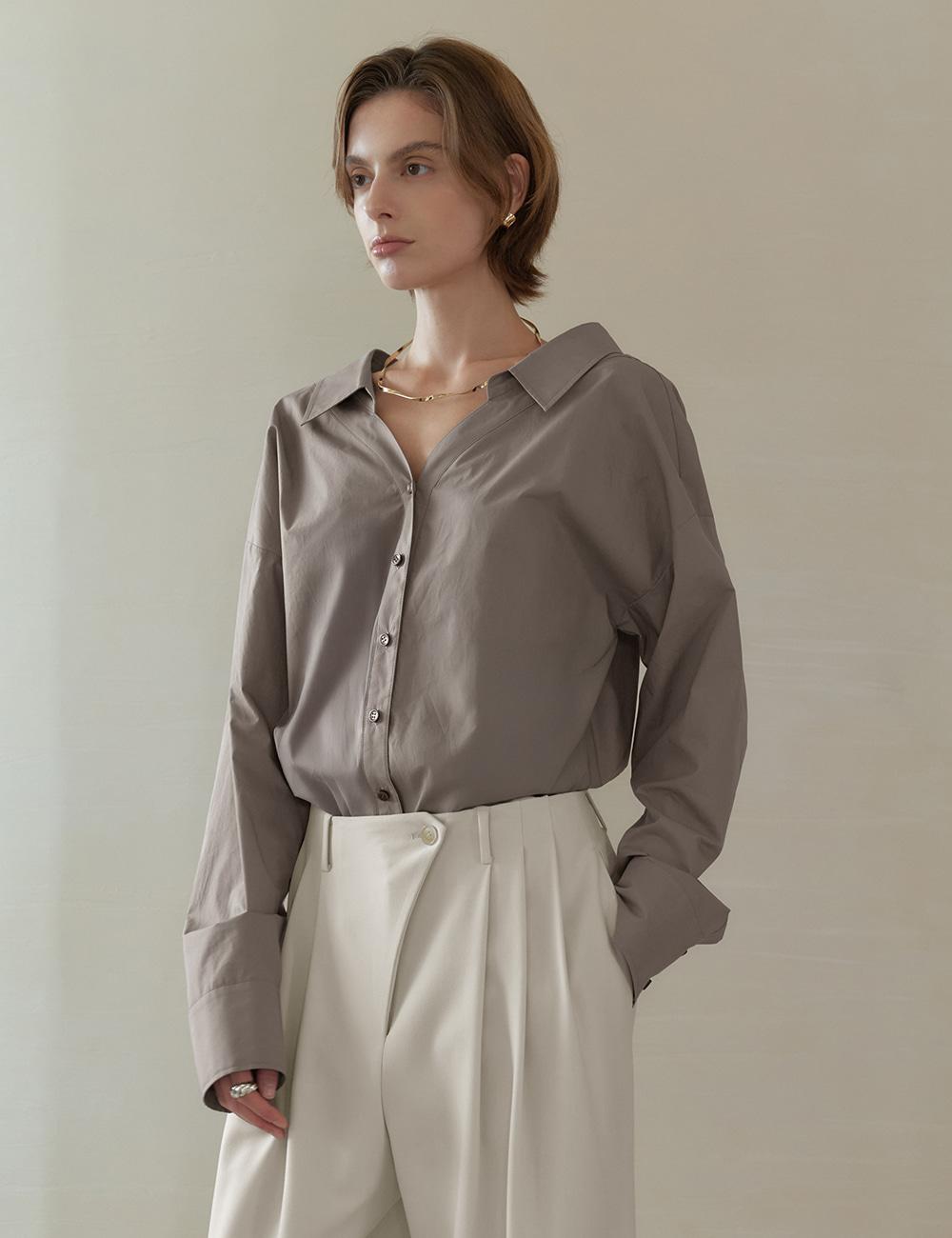 Muse Open Collar Shirts (Taupe)