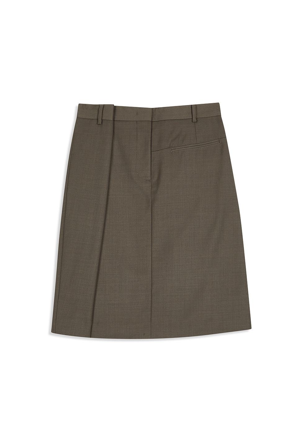 WRAP-OVER WAIST SKIRT, BROWN
