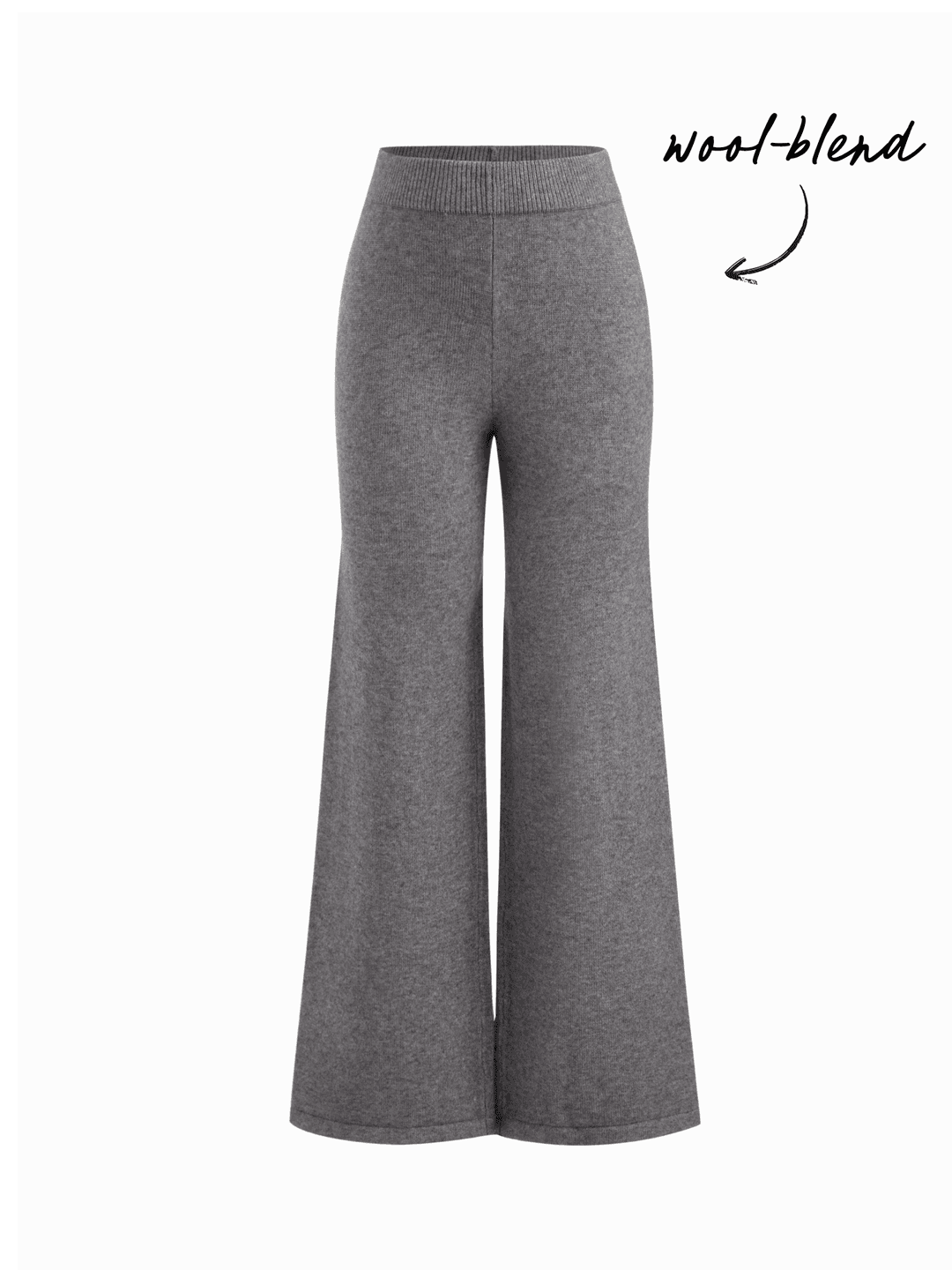 Knit Wool-blend Mid Rise Elastic Waist Flared Trousers