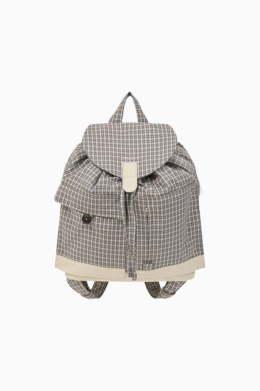 DUAL POCKET BACKPACK, BEIGE CHECK