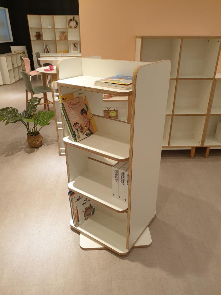 오노홈 동그리회전책장 자작 화이트 책장