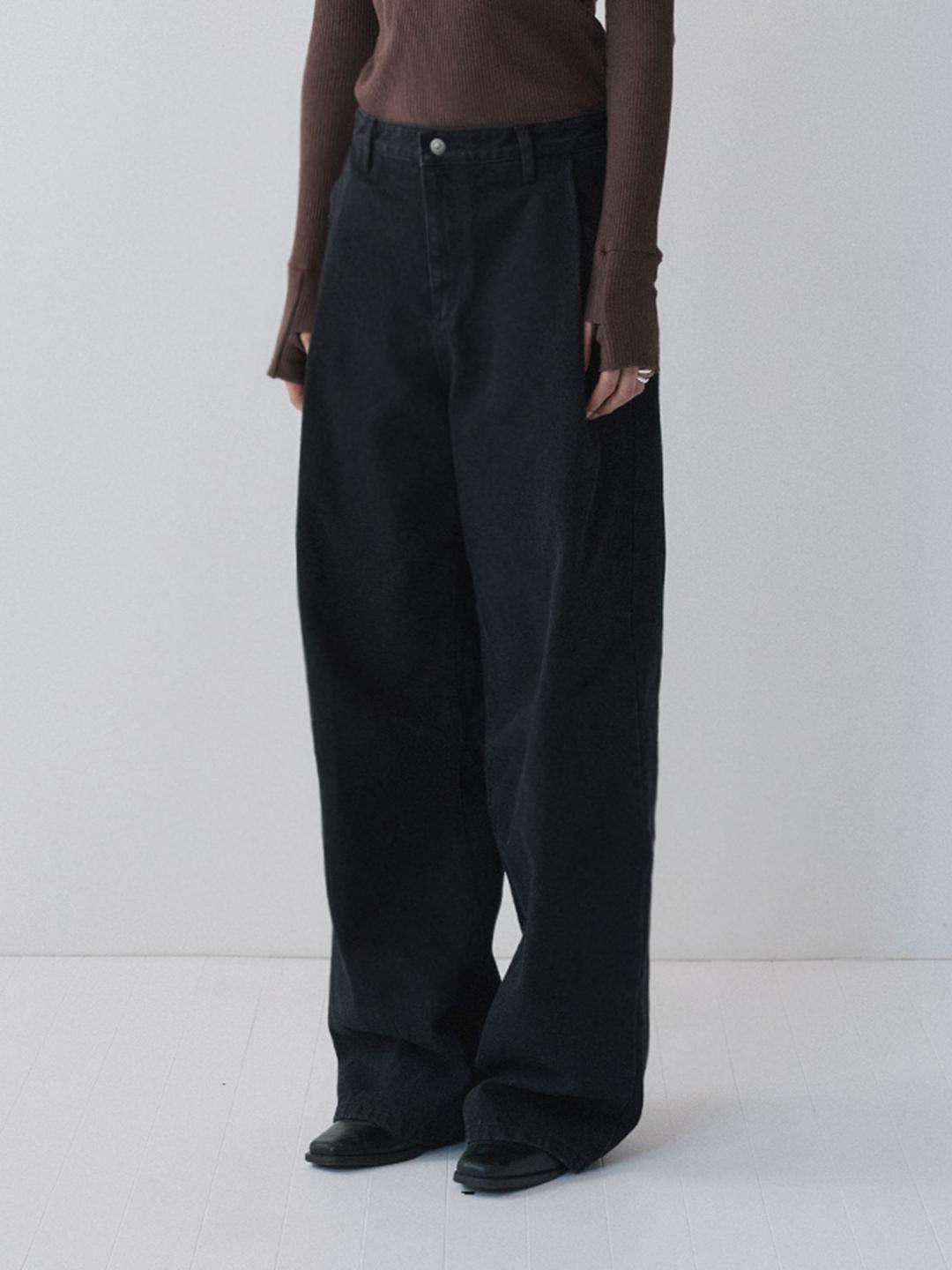 Rowe Structured Denim Pants, Black
