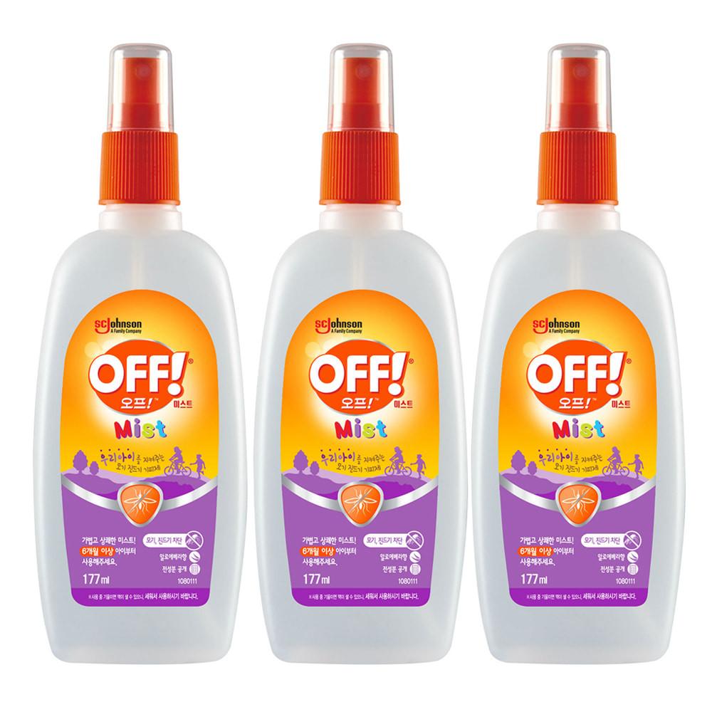 SC 존슨 OFF 오프 키즈 모기 진드기 기피제 미스트 177ML X 3개