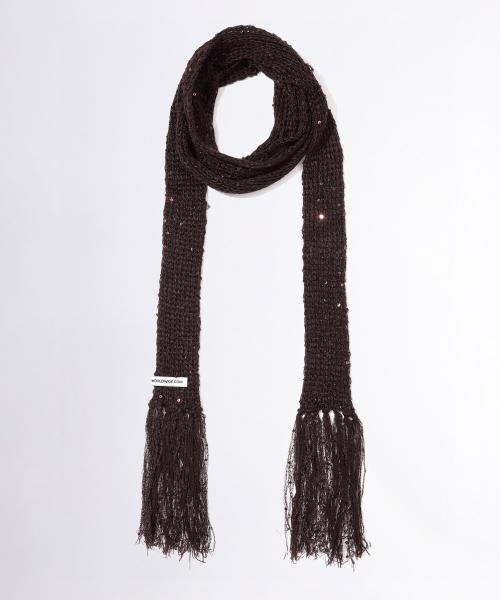 Skinny Sequin Scarf Brown