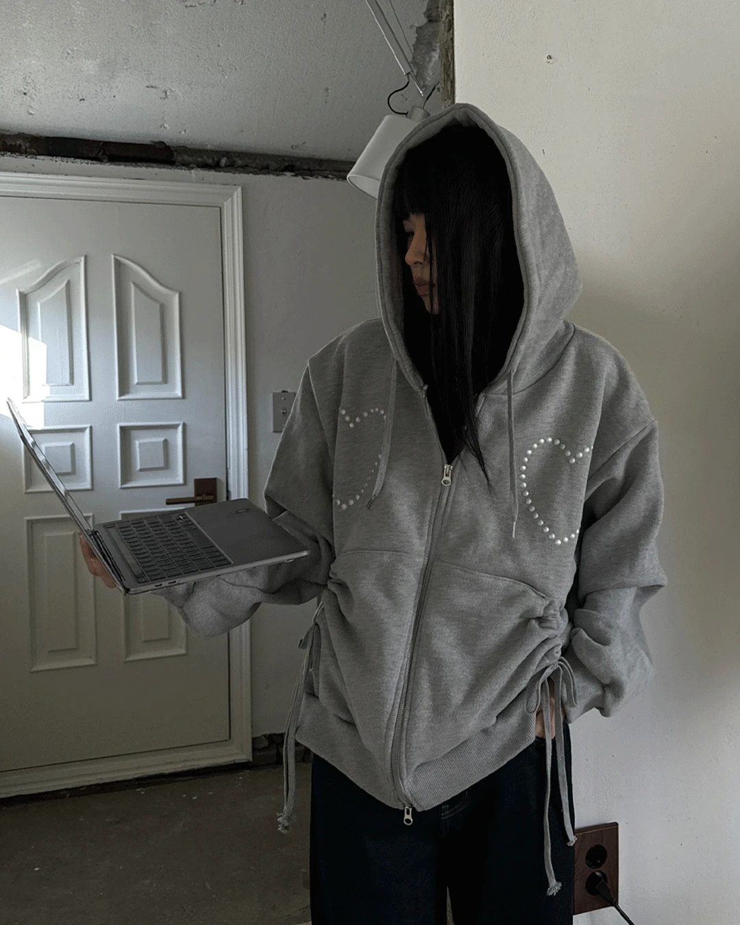 하트 셔링 후드집업