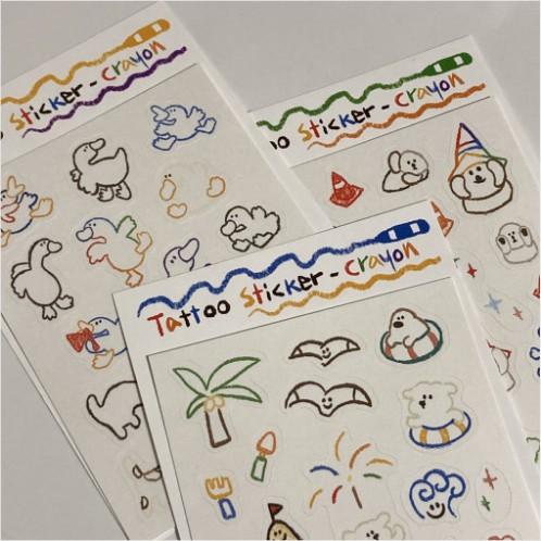 [딩풋] Crayon Tattoo Sticker 타투스티커 (3종)