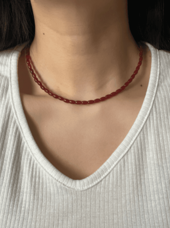 천연석 타원 자만옥 심플 써지컬 목걸이