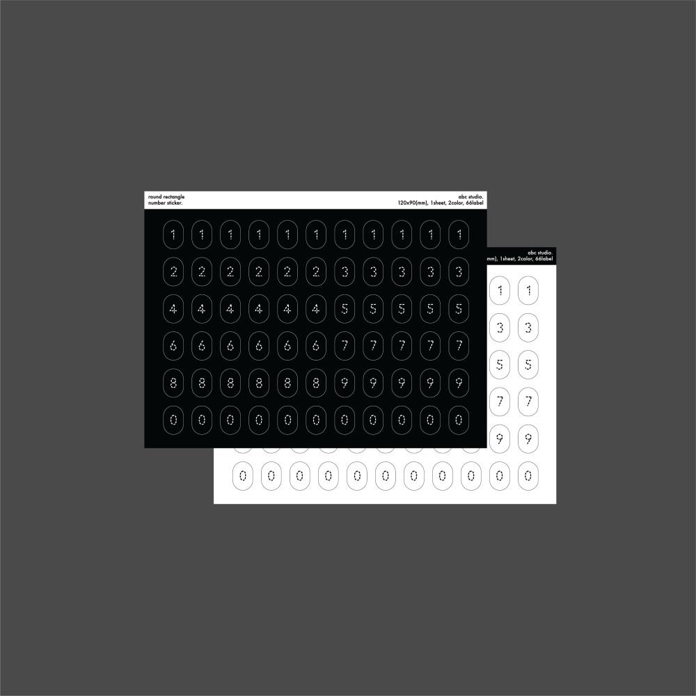 [abc] round rectangle number sticker { black deep }