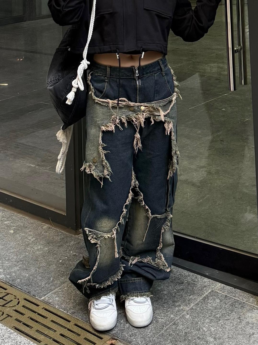 빈티지 y2k 스타 버튼 팬츠