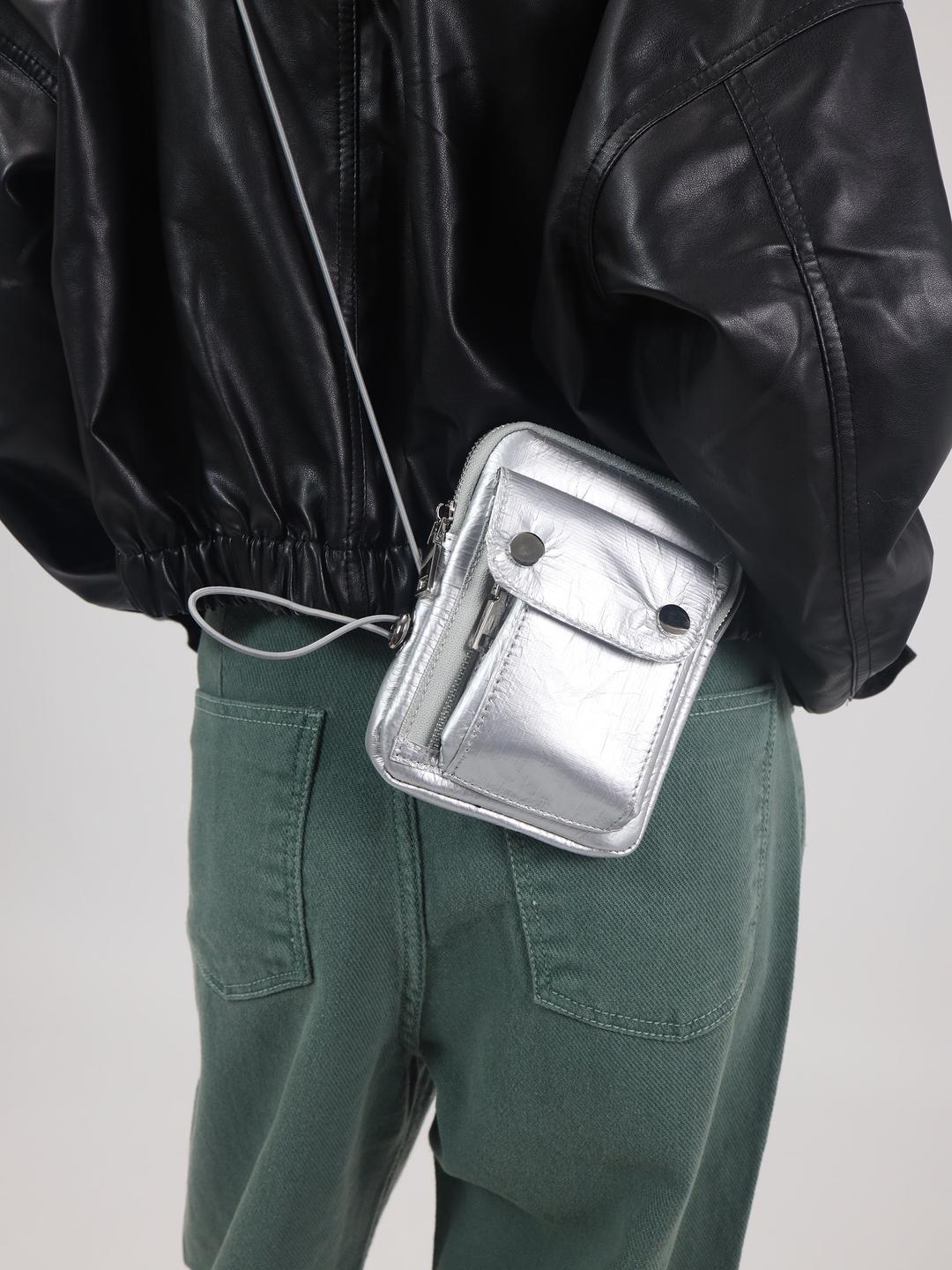 실버 블랙 투웨이 미니 크로스백