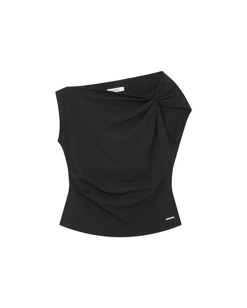 Slanted sleeveless top BLACK