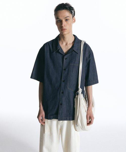 컷오프 린넨 데님 셔츠 INDIGO BLUE