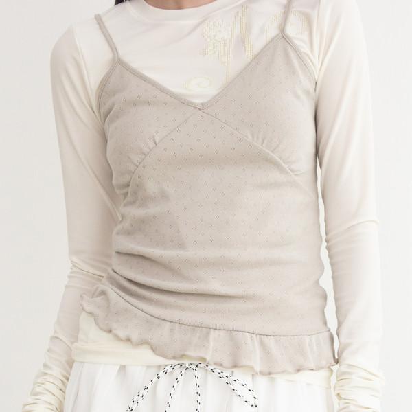 Punching Frill Sleeveless (Beige)